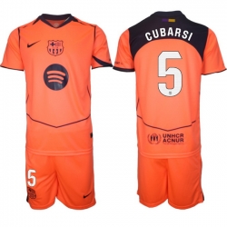 Men FC Barcelona 2026 Soccer Jerseys Orange #5 CUBARSI