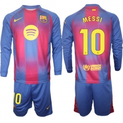 Men FC Barcelona 2026 Soccer Jerseys Red Long #10 MESSI