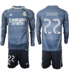 Men Real Madrid 2026 Soccer Jerseys DarkBlue Long #22 RUDIGER Men Real Madrid 2026 Soccer Jerseys DarkBlue Long #22 RUDIGER
