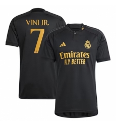 Men Real Madrid 7 Vini Jr Black 2023 24 Soccer Jersey