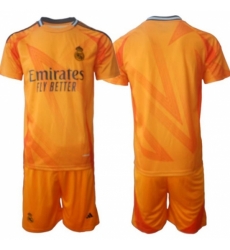 Men Real Madrid Custom 24 25 Orange Away Soccer Jersey Suit Men Real Madrid Custom 24 25 Orange Away Soccer Jersey Suit