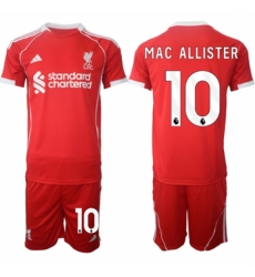 Men Liverpool 10 Alexis Mac Allister 2025 Red Home Soccer Jersey Suit