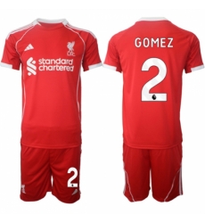 Men Liverpool 2 Joe Gomez 2025 Red Home Soccer Jersey Suit