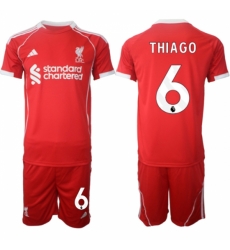 Men Liverpool 6 Thiago 2025 Red Home Soccer Jersey Suit Men Liverpool 6 Thiago 2025 Red Home Soccer Jersey Suit