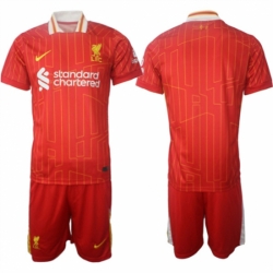 Men Liverpool Custom 2024 25 Red Home Soccer Jersey Suit