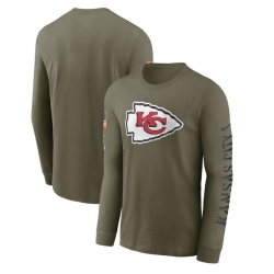 Men Kansas City Chiefs Olive 2022 Salute To Service Long Sleeve T Shirt