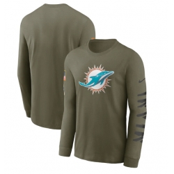 Men Miami Dolphins Olive 2022 Salute To Service Long Sleeve T Shirt