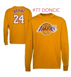 Men Lakers Yellow Doncic #77 Long Sleeve T Shirts Men Lakers Yellow Doncic #77 Long Sleeve T Shirts