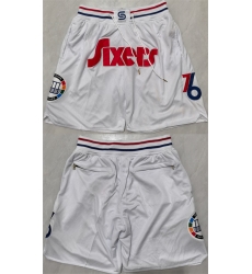 Men Philadelphia 76ers White Shorts 1 Men Philadelphia 76ers White Shorts 1