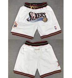 Men Philadelphia 76ers White Shorts 3
