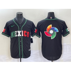 Men Mexico Baseball 2023 Black World Baseball Classic Team Big Logo Stitched Jerseys 1