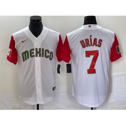 Men Mexico Baseball 7 Julio Urias 2023 White Red World Baseball With Patch Classic Stitched Jersey 1