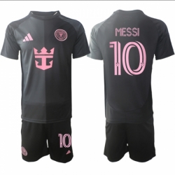 Men Inter Miami CF 10 Lionel Messi 2025 Black Away Soccer Jersey Suit