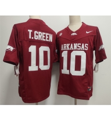 Men Arkansas Razorbacks 10 TAYLEN GREEN Red 2025 F U S E  Vapor Limited Stitched Football Jersey