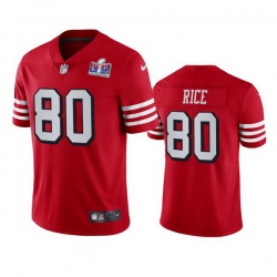 Nike 49ers 80 Jerry Rice Red Rush Men Stitched NFL Vapor Untouchable Limited 2024 Super Bowl LVIII Jersey 