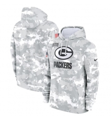 Youth Green Bay Packers 2024 White Gray Salute To Service Pullover Hoodie Youth Green Bay Packers 2024 White Gray Salute To Service Pullover Hoodie