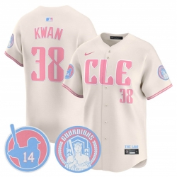 Men Cleveland Guardians 38 Steven Kwan Cream Bubblegum Pink 2025 Vapor Limited Stitched Baseball Jersey