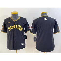 Youth Pittsburgh Pirates Blank Black 412 Patch Vapor Premier Limited Stitched Baseball Jersey