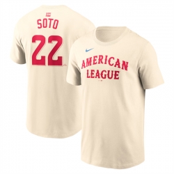 Men American League 22 Juan Soto Cream 2024 All Star Name  26 Number T Shirt