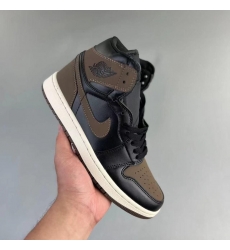 Women Nike Air Jordan 1 Black Brown Basketball Shoes