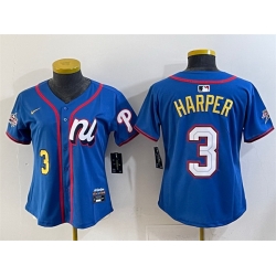 Youth National League 3 Bryce Harper Blue 2025 All Star Edition Limited Stitched Baseball Jersey