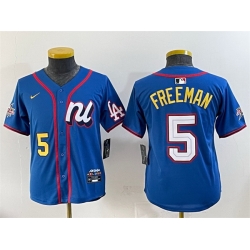 Youth National League 5 Freddie Freeman Blue 2025 All Star Edition Limited Stitched Baseball Jersey