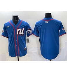 Men Milwaukee Brewers Blank Blue 2025 All Star Edition Limited Stitched Baseball Jersey