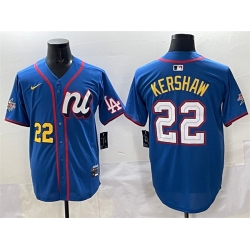 Men National League 22 Clayton Kershaw Blue 2025 All Star Edition Limited Stitched Baseball Jersey