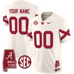 Men Women Youth Alabama Crimson Tide Vapor Limited Custom Jersey V6 Alabama Map All Stitched Cream