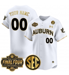 Men Women Youth Auburn Tigers 2025 Final Four Patch Vapor Baseball Custom Jersey All Stitched White Gold