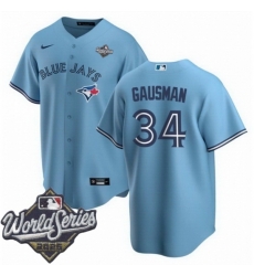 Men Toronto Blue Jays 34 Kevin Gausman Light Blue Cool Base Stitched Baseball Jersey