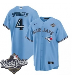 Men Toronto Blue Jays 4 George Springer Light Blue Cool Base Stitched jersey