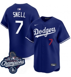 Men Los Angeles Dodgers 7 Blake Snell Cool Base 2025 World Champions Stitched Baseball Jersey Blue
