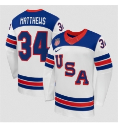 Men USA 34 Auston Matthews White 2026 Stitched Jersey Men USA 34 Auston Matthews White 2026 Stitched Jersey