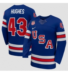 Men USA 43 Quinn Hughes Royal 2026 Stitched Jersey