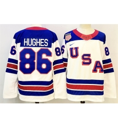 Men USA 86 Luke Hughes White 2025 2026 Stitched Jersey Men USA 86 Luke Hughes White 2025 2026 Stitched Jersey