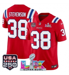 Men New England Patriots 38 Rhamondre Stevenson Red 2025 F U S E Super Bowl LX Patch And USA 250 27 Patch Vapor Limited Football Stitched Jersey Men New England Patriots 38 Rhamondre Stevenson Red 2025 F U S E Super Bowl LX Patch And USA 250 27 Patch Vapor Limited Football Stitched Jersey
