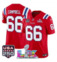 Men New England Patriots 66 Will Campbell Red 2025 F U S E Super Bowl LX Patch And USA 250 27 Patch Vapor Limited Football Stitched Jersey Men New England Patriots 66 Will Campbell Red 2025 F U S E Super Bowl LX Patch And USA 250 27 Patch Vapor Limited Football Stitched Jersey