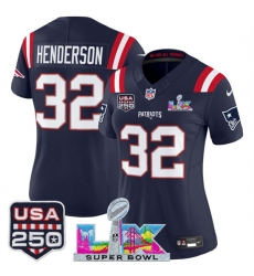 Women New England Patriots 32 TreVeyon Henderson Navy 2025 F U S E Super Bowl LX Patch And USA 250 27 Patch Vapor Limited Football Stitched Jersey Women New England Patriots 32 TreVeyon Henderson Navy 2025 F U S E Super Bowl LX Patch And USA 250 27 Patch Vapor Limited Football Stitched Jersey