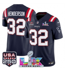 Youth New England Patriots 32 TreVeyon Henderson Navy 2025 F U S E Super Bowl LX USA 250 Patch Vapor Limited Stitched Football Jersey Youth New England Patriots 32 TreVeyon Henderson Navy 2025 F U S E Super Bowl LX USA 250 Patch Vapor Limited Stitched Football Jersey