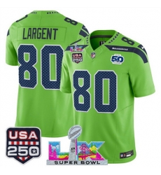 Men Seattle Seahawks 80 Steve Largent Green 2025 F U S E Super Bowl LX Patch And 50th Season USA 250 Patch Vapor Limited Football Stitched Jersey Men Seattle Seahawks 80 Steve Largent Green 2025 F U S E Super Bowl LX Patch And 50th Season USA 250 Patch Vapor Limited Football Stitched Jersey
