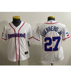 Youth Dominican Republic Baseball 27 Vladimir Guerrero Jr White 2026 World Baseball Classic Home Stadium Stitched Baseball Jersey Youth Dominican Republic Baseball 27 Vladimir Guerrero Jr White 2026 World Baseball Classic Home Stadium Stitched Baseball Jersey
