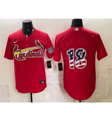 Men St Louis Cardinals 18 Jordan Walker Red USA 250 Fourth of July Stitched Baseball Jersey Men St Louis Cardinals 18 Jordan Walker Red USA 250 Fourth of July Stitched Baseball Jersey