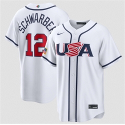 Men USA Baseball  12 Kyle Schwarber White 2026 World Baseball Classic Home Stadium Stitched Jersey