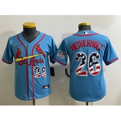 Youth St  Louis Cardinals  26 JJ Wetherholt Blue USA 250 Fourth of July Stitched Baseball Jersey