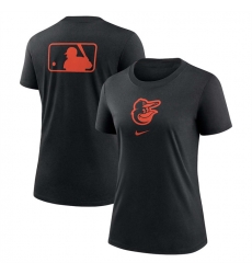 Women Baltimore Orioles Black Early Work Tri Blend Dri FIT T Shirt
