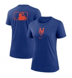 Women New York Mets Blue Early Work Tri Blend Dri FIT T Shirt