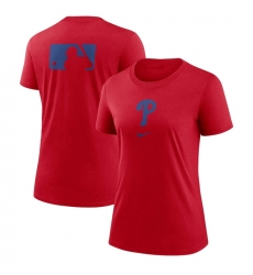 Women Philadelphia Phillies Red Early Work Tri Blend Dri FIT T Shirt