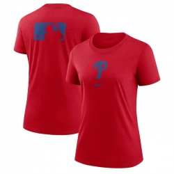 Women Philadelphia Phillies Red Early Work Tri Blend Dri FIT T Shirt