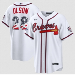 Men Atlanta Braves  28 Matt Olson White 2026 All Star Edition Stars   Stripes Stadium Pick A Player Stitched Baseball Jersey